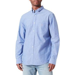 GANT Reg Cotton Linen T-shirt voor heren, Blauw, XXL