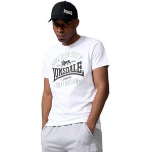 Lonsdale Heren T-shirt normale pasvorm KILCHOAN wit/zwart/grijs M, 117347