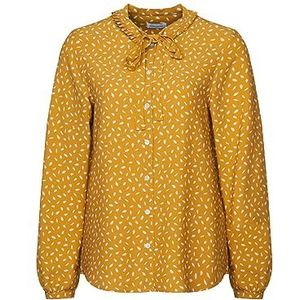 Seidensticker Damesblouse, modieuze blouse, regular fit, ronde hals met strik, lange mouwen, 100% viscose, mosterdgeel, 38