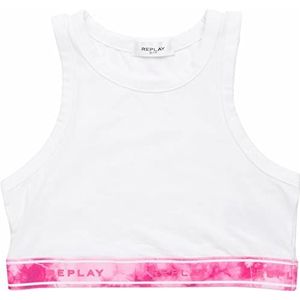 Replay Meisjes SG7629 shirt met schouderbandjes/Cami shirt, 001 wit, 8A, 001, wit, 8 Jaar