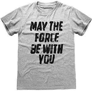 Star Wars May The Force Be With You T-shirt, Volwassenen, S-2XL, Heather Grey, Officiële Koopwaar