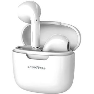 Goodyear Draadloze hoofdtelefoon met 60 uur oplaadetui, Bluetooth 5.3 hoofdtelefoon, in-ear, USB-C-oplaadkabel inbegrepen, True Wireless Stereo, surround sound, microfoon en touch controls, wit