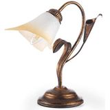 ONLI - Tafellamp van metaal bruin geverfd goud met wit glas barnsteen
