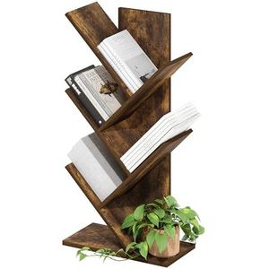 Furinno Boomboekenplank 5-laags vloerstaande boom boekenkast, Amber Pine