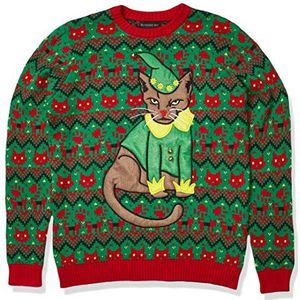 Blizzard Bay Mens Men's Ugly Christmas Cat Sweater, Yellow, X-Large US