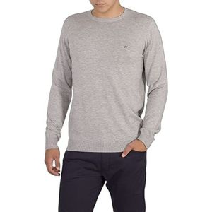 Wrangler Herensweater met ronde hals, grijs (Mid Grey Mel X37), L
