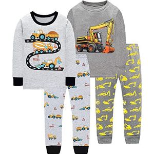 EULLA Jongenspyjama, tweedelige pyjamaset, graafmachine + tractor, 98 cm