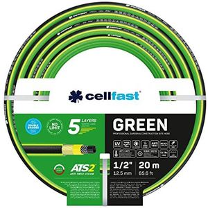 Cellfast Groen ATS2 tuinslang, robuust, flexibel, 5-laags, ATS2 kruisvlecht, UV- en algen, vrij van zware metalen, 30 bar, -20/+60° С temp. 1/2"", 20 m