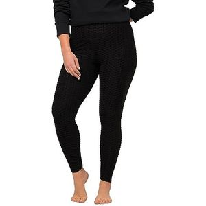 Ulla Popken Sportlegging voor dames, structuur, hoge taille, brede elastische tailleband, zwart, 54/56/Grote Maten