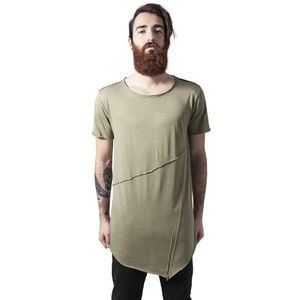 Urban Classics - Long Open Edge Front Zip Heren T-shirt - Groen