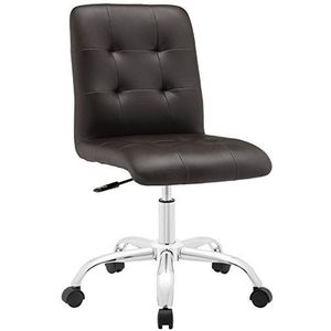 Modway - Prim bureaustoel, geribbeld, armloos, middelste rugleuning, draaibaar, bruin, 58 x 58 x 84 cm