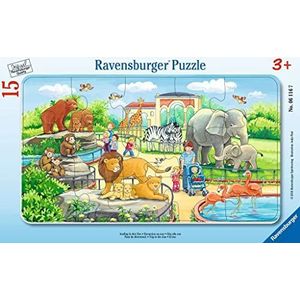 Ravensburger Kinderpuzzel - 06116 reis naar de dierentuin - framepuzzel voor kinderen vanaf 3 jaar, met 15 stukjes