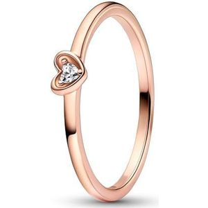 Pandora Moments Strahlendes Herz Ring aus Sterling Silber mit rosévergoldeter Metalllegierung, Größe: 50, 182495C01-50