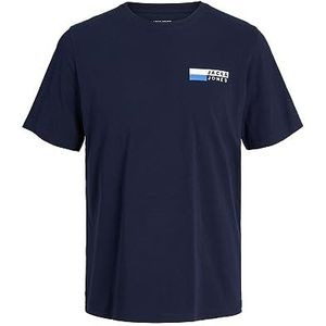 JACK & JONES Heren T-shirt Logo, Navy Blazer/Print: p4 Small Print, XXL