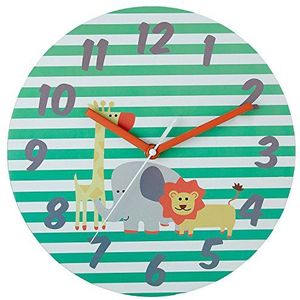 Premier Housewares Wandklok voor kinderen, motief: uil, MDF, groen, 25 x 25 x 4 cm