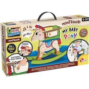 Lisciani - HOUTEN MONTESSORI - My Baby Pony - Sprekend Elektronisch Houten Hobbelpaard - Voor Kinderen van 1 tot 3 jaar - Motorische Ontwikkeling en Balans - Stabiel en Veilig