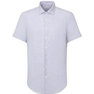 Seidensticker Zakelijk overhemd voor heren, slim fit, zacht, kent-kraag, korte mouwen, 100% linnen, lichtblauw, 40