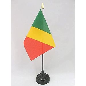 Republiek Congo Tafelvlag 15x10 cm - Congolese Desk Vlag 15 x 10 cm - gouden speerblad - AZ FLAG