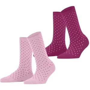 ESPRIT Dames Sokken Fine Dot 2-Pack W SO Katoen Gedessineerd Multipack 2 Paar, Veelkleurig (Pink Rose 0020), 39-42