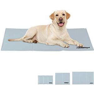 Relaxdays koelmat hond, zelfkoelend, met gel, koeldeken voor huisdieren, verkoelende mat 60 x 100 cm, grijs