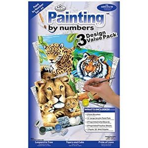 Royal & Langnickel - Schilderen op nummertjes Jungle Cats, set van 3, bevat kleuren en penselen, voor volwassenen en kinderen vanaf 8 jaar