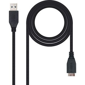 USB 3.0 type A stekker naar Micro B-stekker, zwart, lengte 2 m, biedt hoge overdrachtssnelheid en is ideaal voor het aansluiten van Micro B-apparaten op je computer.