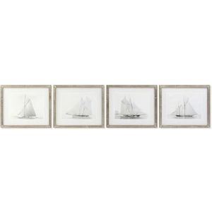 Home ESPRIT Zeilboot afbeelding, 60 x 2 x 50 cm, 4 stuks