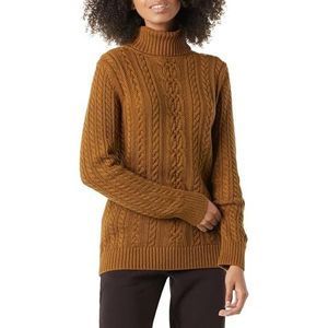 Amazon Essentials Dames visserskabel coltrui (verkrijgbaar in grote maten), donker kastanjebruin heather, Small