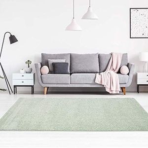 carpet city Vloerkleed effen effen vlak voor Soft & Shiny in groen voor de woonkamer; maat: 160x225 cm