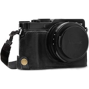 MegaGear MG1563 Panasonic Lumix DC-LX100 II Ever Ready echt lederen camera halve tas met draagriem - zwart