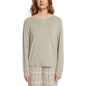 ESPRIT Bodywear dames Cosy Melange SUS longsleeve pyjama-bovendeel, licht kaki 2, 38