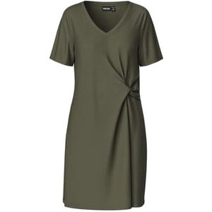 PIECES Dames Pcanora Ss V-hals knoopjurk JRS Bc, Dusty Olive, XL