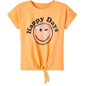 NAME IT Nkfasmine Happy Ss Top SMI T-shirt voor meisjes, Mock Oranje, 116 cm
