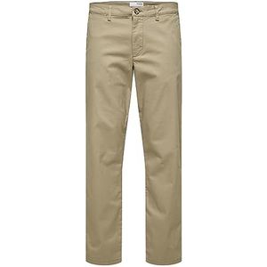 SELETED HOMME Heren SLHSTRAIGHT-New Miles 196 Flex Pants W N Chino, Greige, 34/34, grijsbeige, 34W x 34L