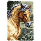 Vervaco Knooptapijt paard Knoopverpakking voor het zelf knopen van een tapijt, Stramin, wit, 45 x 70 x 0,3 cm