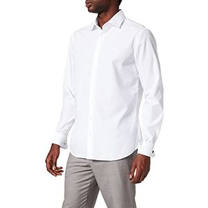 Seidensticker Zakelijk overhemd voor heren, shaped fit, strijkvrij, Kent kraag, lange mouwen, omslagmanchet, 100% katoen, wit (01), 40
