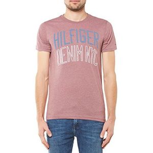 Tommy Jeans Heren Basic katoenen T-shirt met korte mouwen, roze (Wistful Mauve 678), S