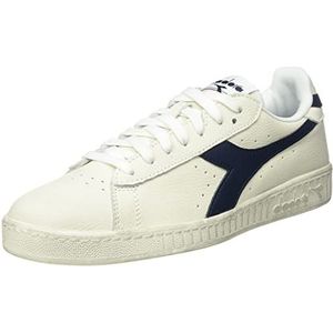 Diadora Game L Low Waxed Sneakers voor volwassenen, uniseks, wit, blauw, wit, blauw, caspian zee