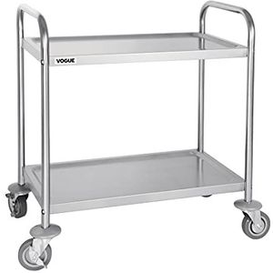 Vogue 2 Tier Clearing Trolley Kleine 825X710X405mm Roestvrij staal Catering