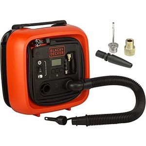 Black + Decker 11.0 bar/12 V-compressor/luchtpomp (160 psi, voor banden, ballen, rolstoelen, enz, met 2 bedrijfsmodi en pompmodus, ASI400, 12 V)