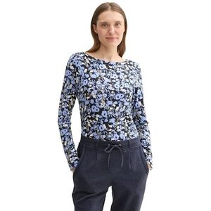 TOM TAILOR T-shirt met lange mouwen voor dames, 35894 - Blue Herfst Bloemen Design, L