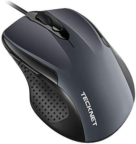 TECKNET - Muis met Kabel - Grijs - Ergonomische Optische Zakelijke Muismodel - 6400 dpi