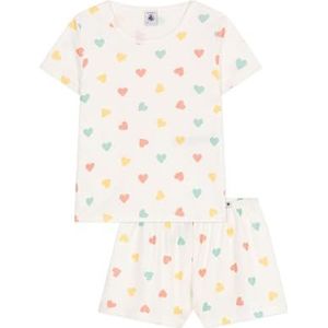 Petit Bateau meisjes pyjacourt, wit/meerkleurig., 2 Jaar
