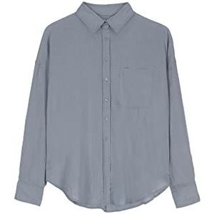 ECOALF, Inalf Dameshemd met lange mouwen, linnen, onregelmatige pasvorm, basic overhemd, Steen, S