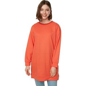TRENDYOL Hijab Sweatshirt voor dames, rechte lange mouwen, ontspannen, koraalrood, XXL