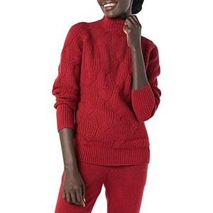 Amazon Essentials Dames Soft Touch Trechter Neck Kabel Jumper, Donkerrood, XXL