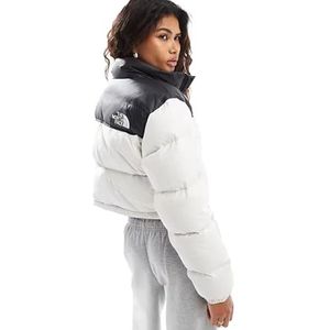 The North Face - Cropped Nuptse Puffer Jacket - Winterjas - Wit - Nylon Ripstop