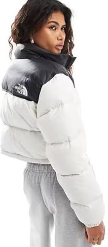 The North Face - Cropped Nuptse Puffer Jacket - Winterjas - Wit - Nylon Ripstop