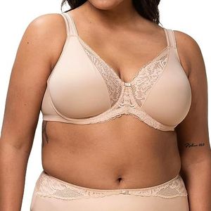 Triumph - Modern Lace + Cotton W - Beugelbeha voor dames, brede bandjes, stevige ondersteuning, Neutraal beige, 80E