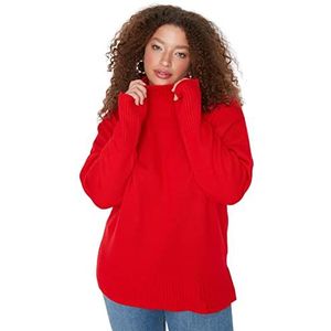Trendyol Dames TBBAW23AN00136/Kırmızı Sweater, Rood, 3XL, Rood, 3XL grote maten